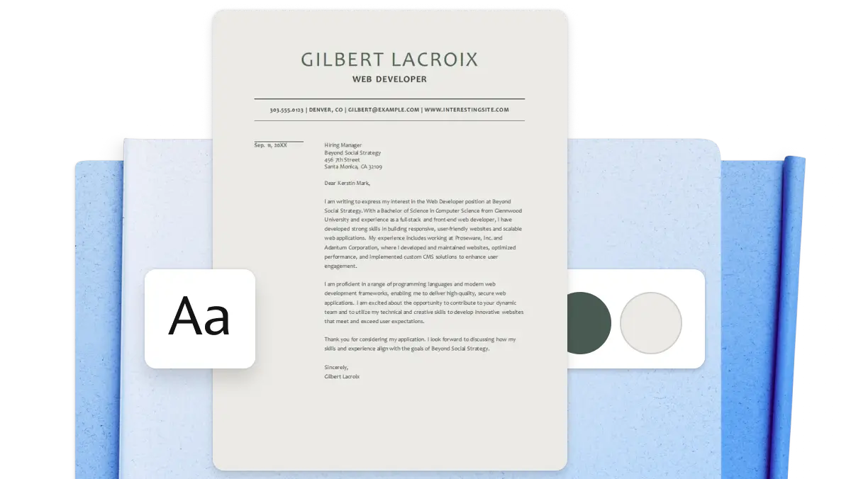 web developer cover letter template