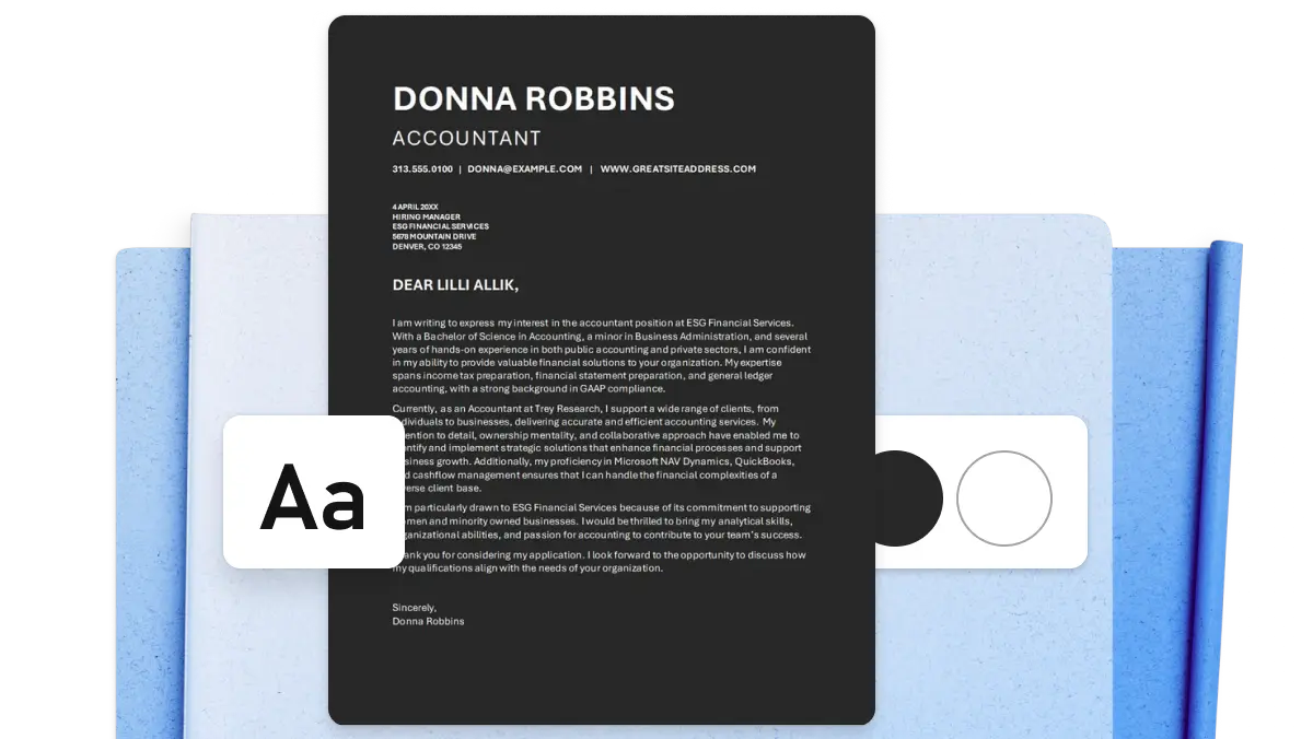 finance cover letter template