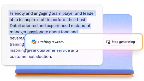 An image example of a Copilot cover letter copy rewrite.