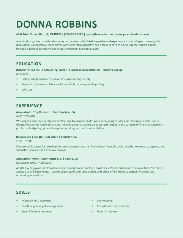 ATS stylish accounting resume